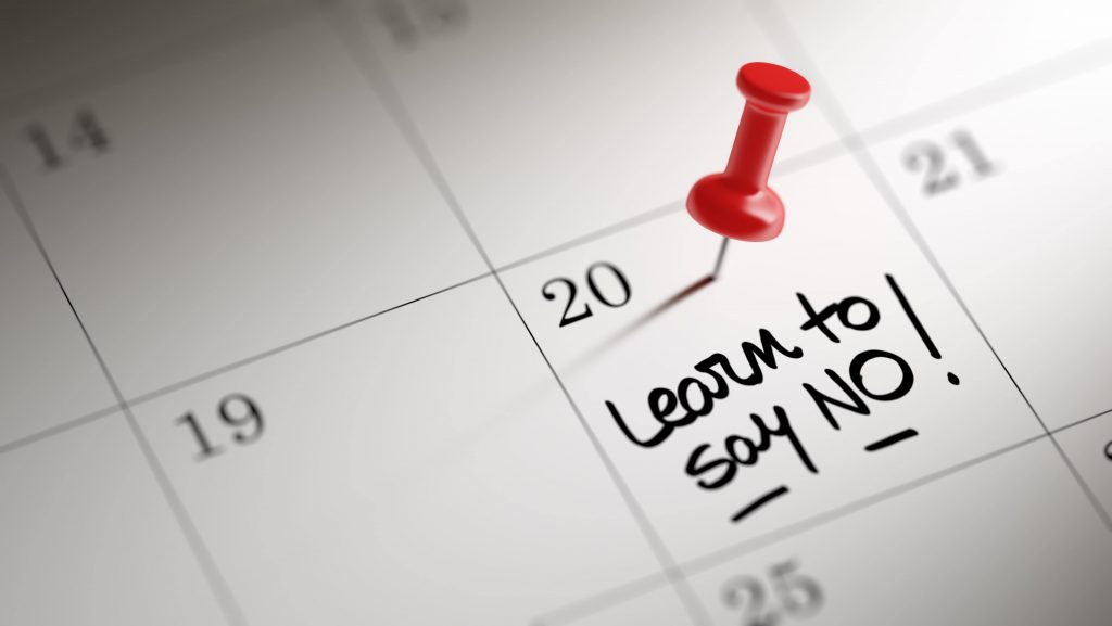 learn to say no written on calendar
