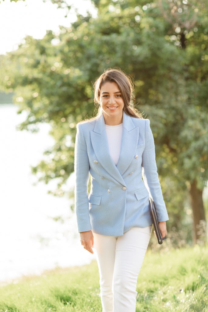 nahal motahari walking towards the camera