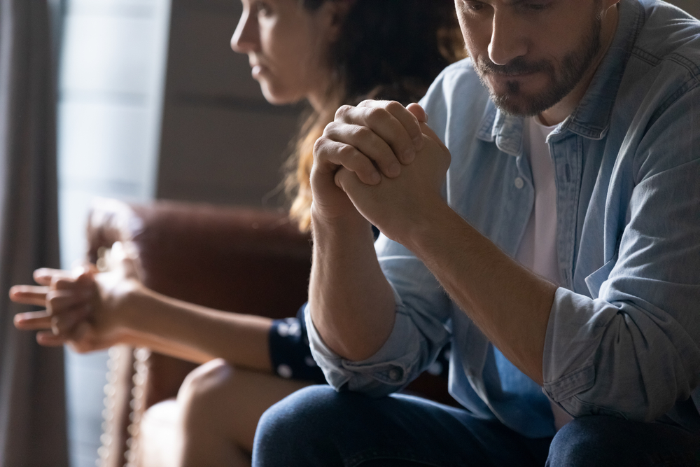 unhappy couple not talking to each other