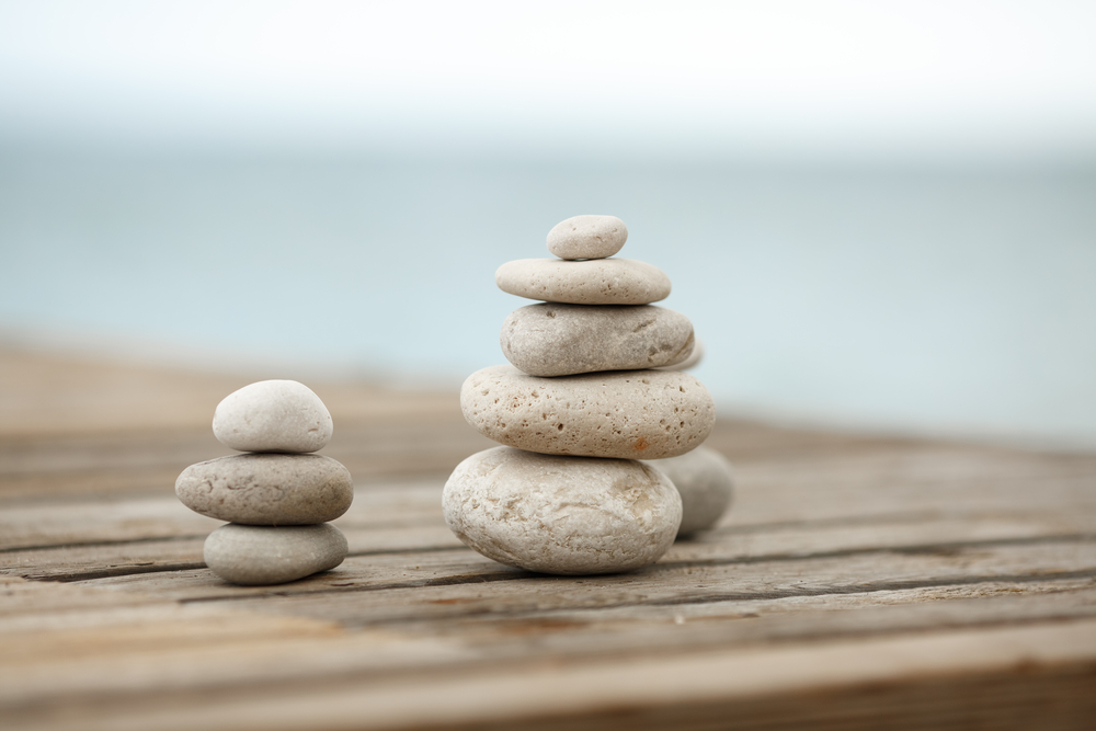 zen stones on beach 