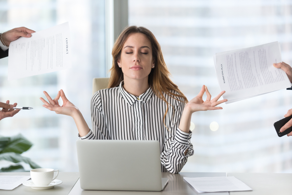 woman avoiding stress at work