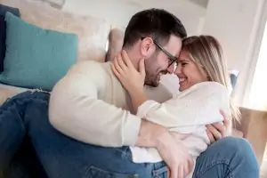 close up of young happy couple